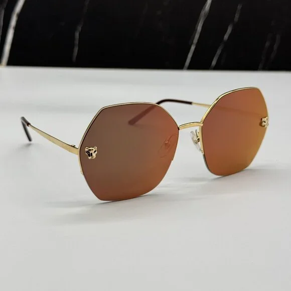 NEW CARTIER CT0332S 005 GOLD BROWN WOMEN SUNGLASSES CARTIER - Picture 11 of 15